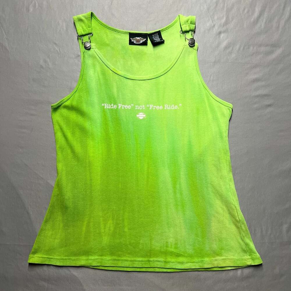 Harley Davidson Tank Top Green Ride Free Not Free Ride